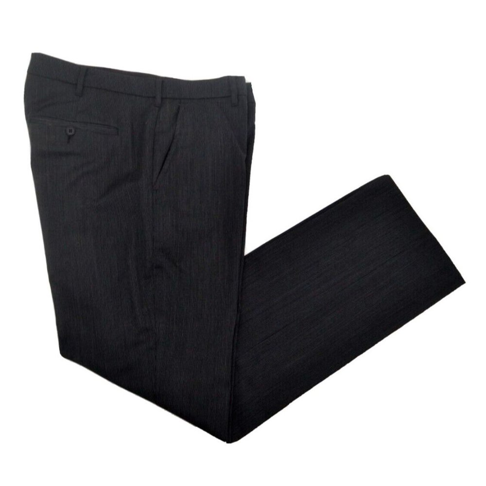 BONOBOS Men's Straight Fit 100% Wool Dress Pants SIZE 32/31 Italy Black‎ Striped